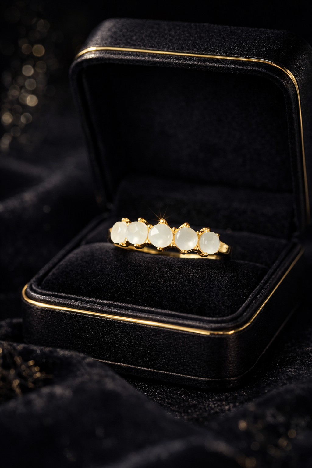 Gold Pearl Band Ring