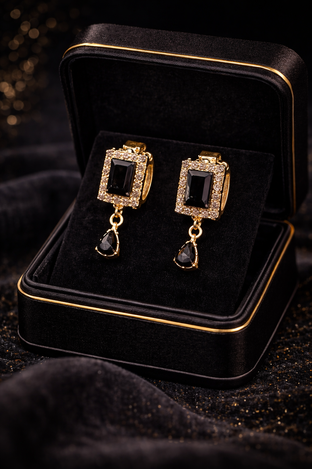 Royal Noir Drop Earrings​​
