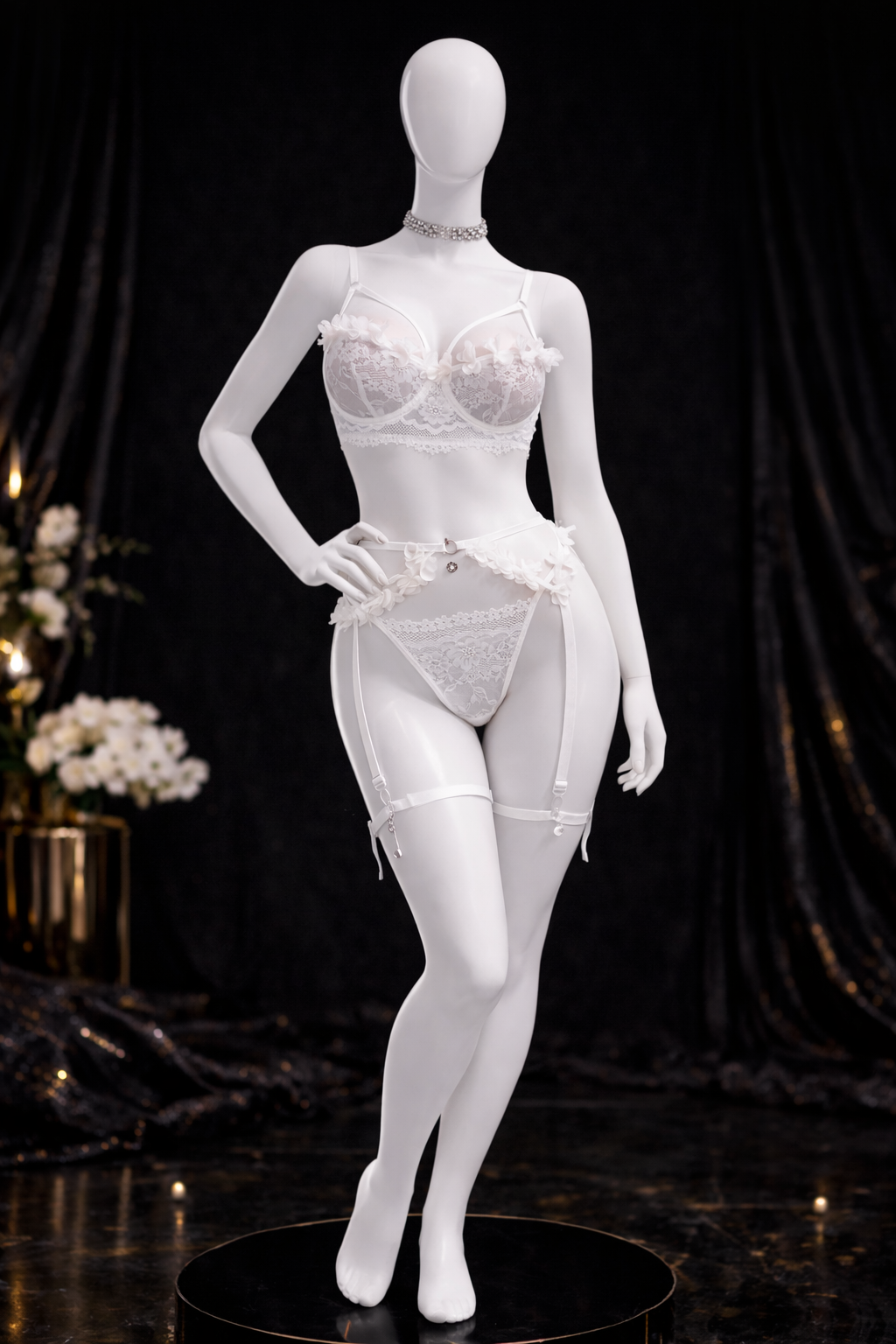 Ivory Blossom Lingerie Set