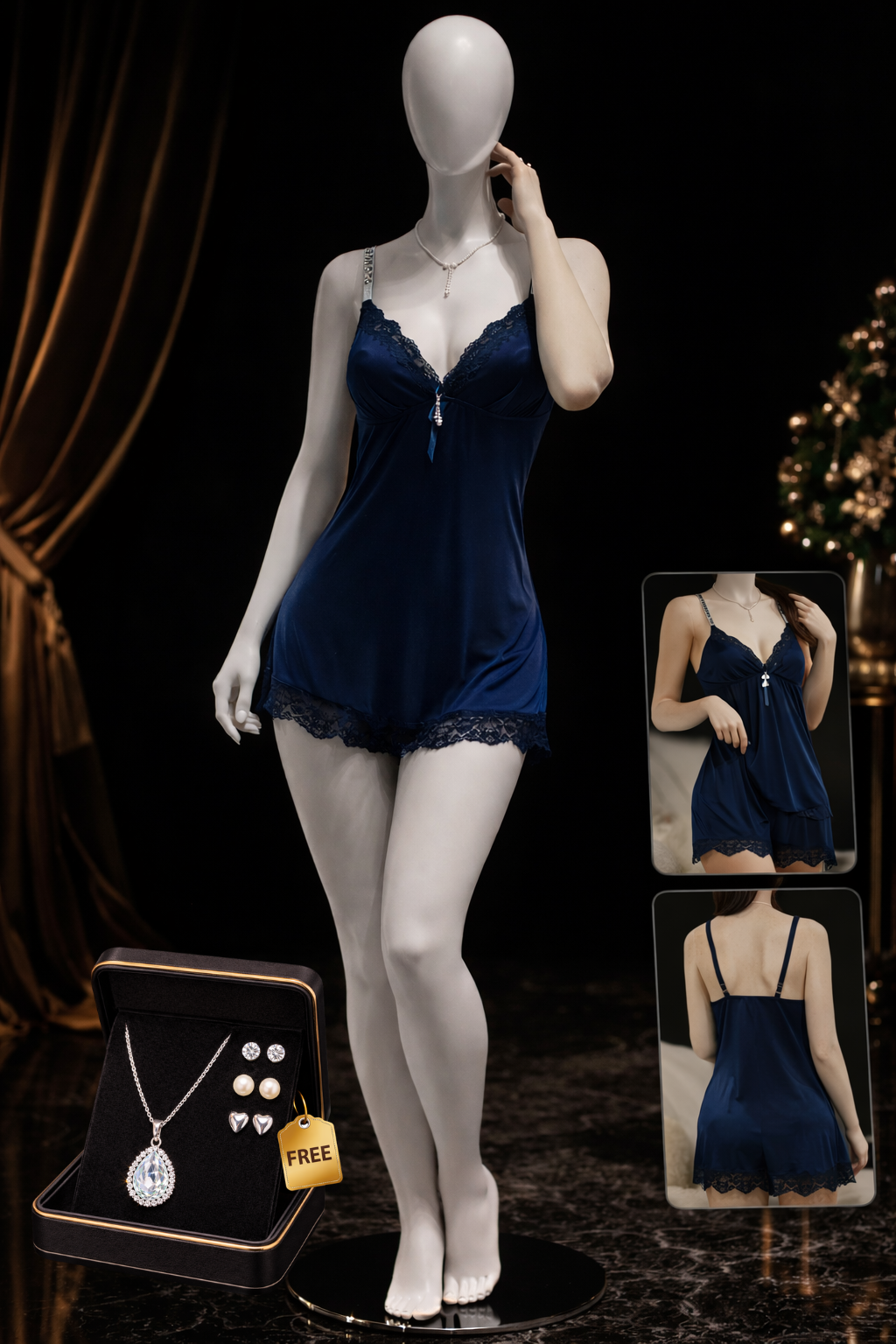 Blue Satin Nightdress