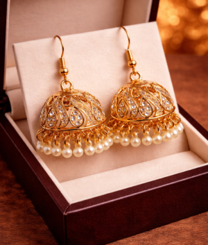 Golden Pearl Jhumkas