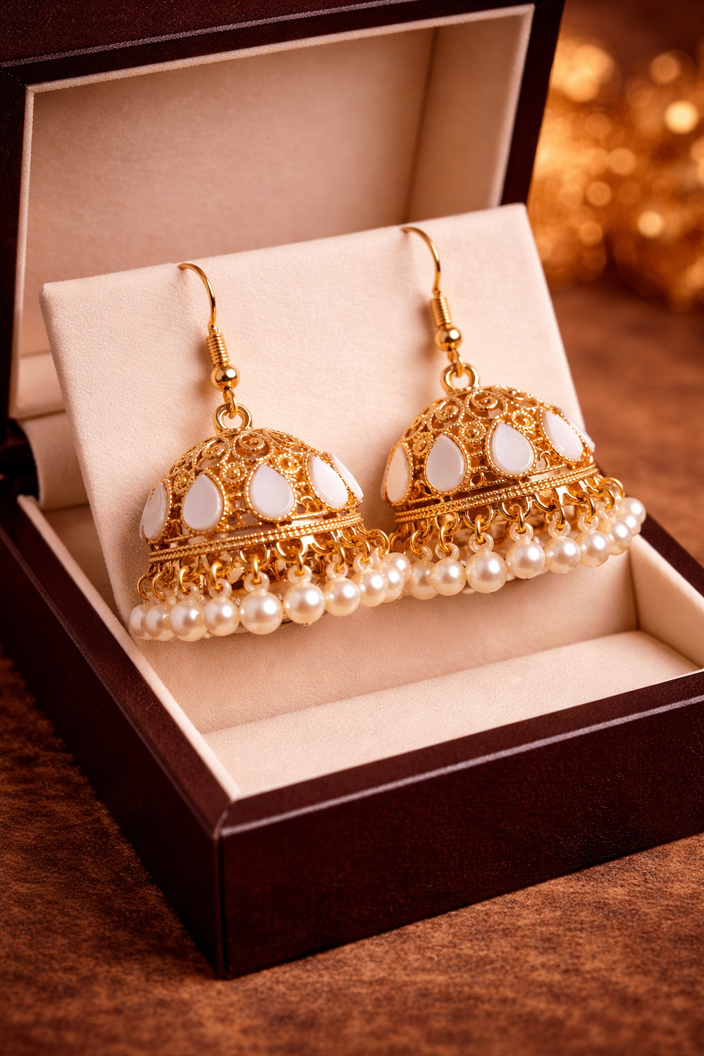 White Pearl Jhumkas