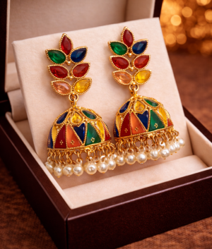 Multicolor Pearl Jhumkas