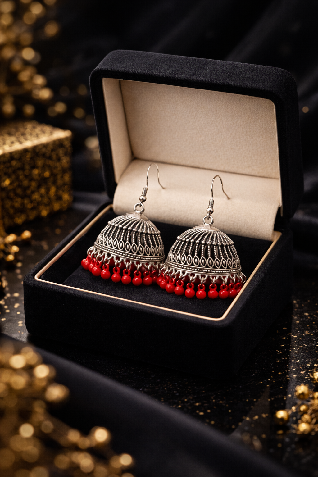 Oxidized Jhumka Drops