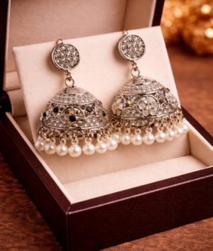 Silver Pearl Jhumkas