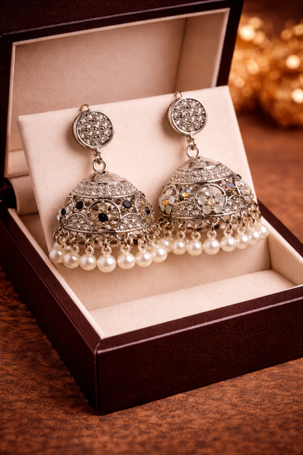 Silver Pearl Jhumkas