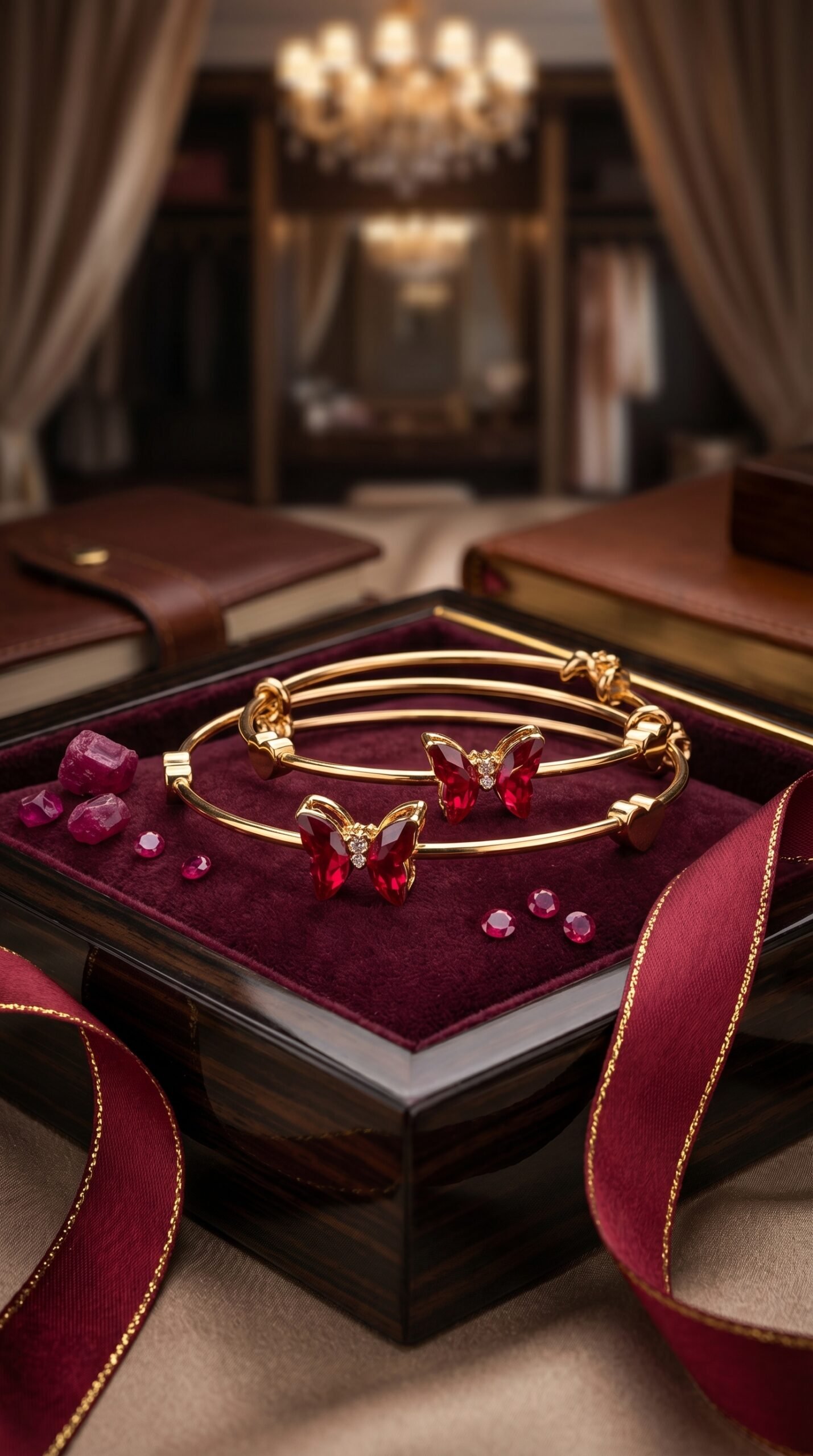 “Ruby Butterfly Luxe Bangles”